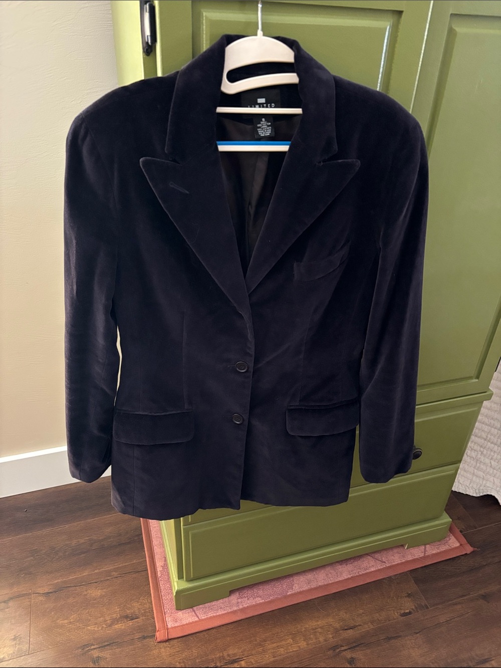 The Limited Deep Navy Blue Velvet Blazer - Tailored Two-Button Jacket